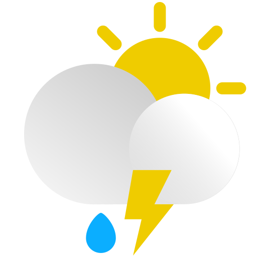 Cloud, day, light bolt, rain, sun, thunderstorm, weather icon